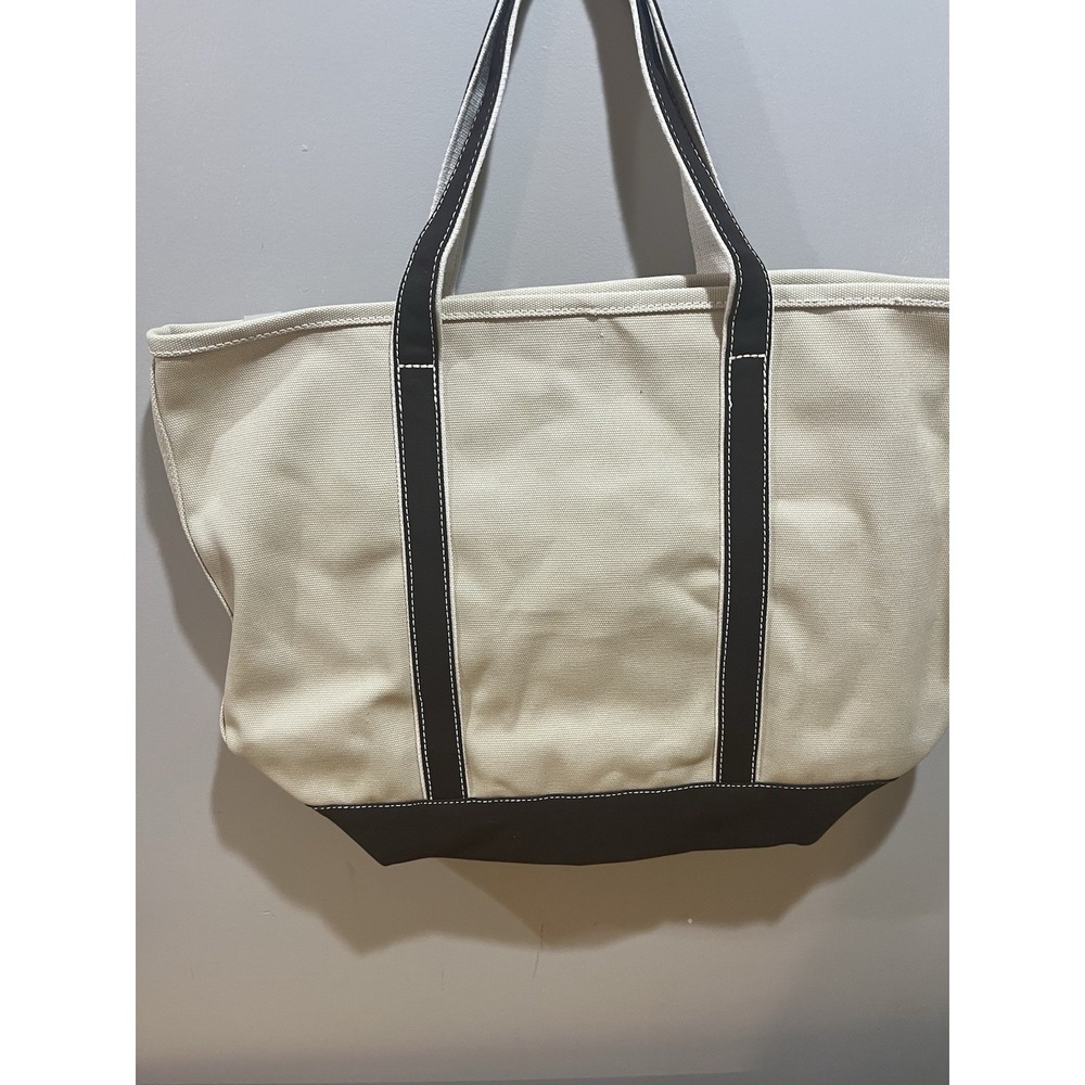 Lands'‎ End Extra Large  Canvas Tote Boat Bag Brown/Cognac 33x38" Y2K - Picture 2 of 6